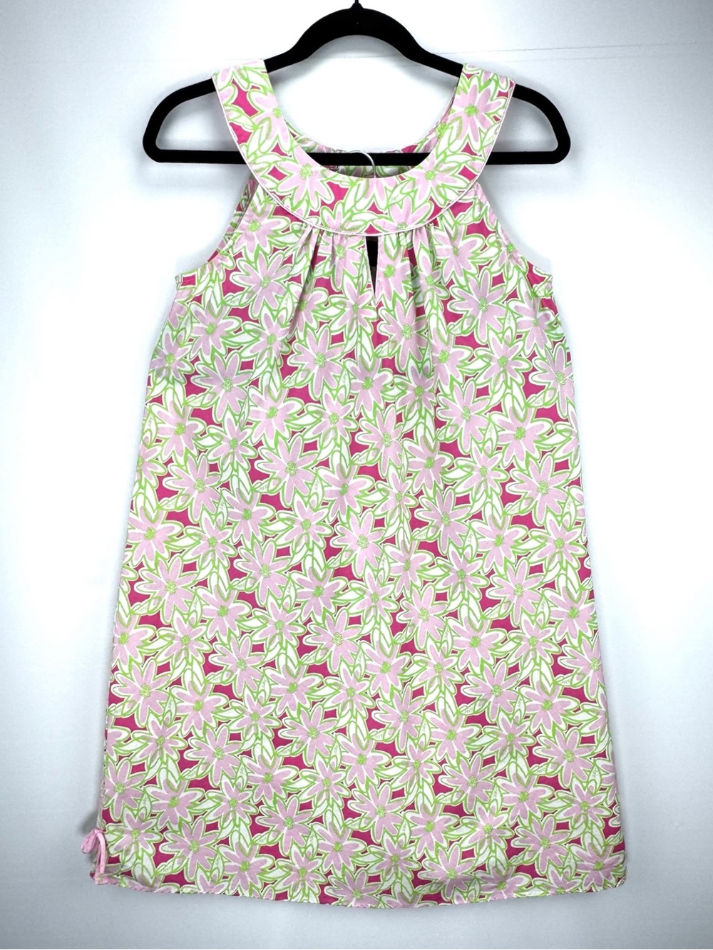Lilly Pulitzer Pink & Green Floral Mini Shift Dress - Keyhole & Halter Neckline